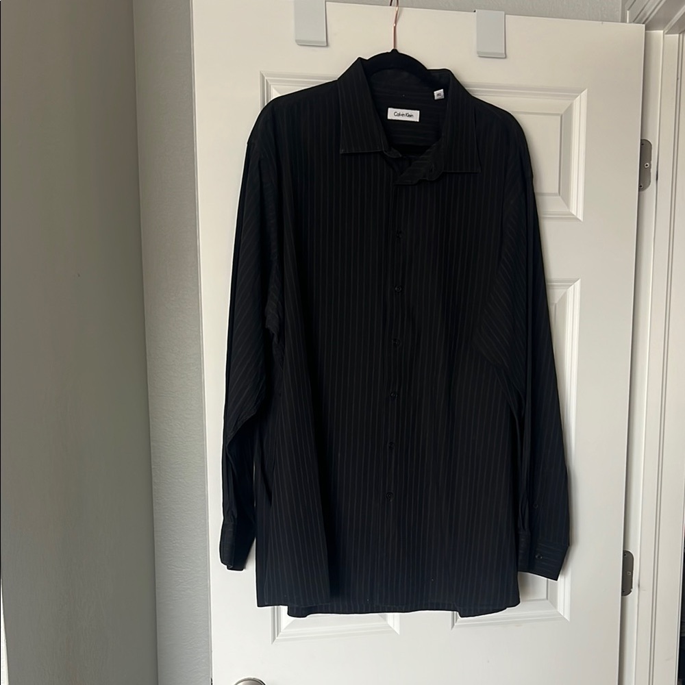 Black Striped Button-Up Shirt